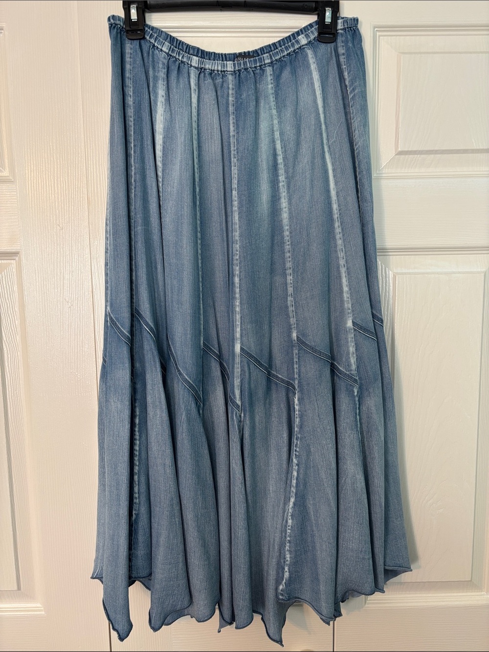 Chelsea & Theodore BOHO Denim Maxi Skirt SZ L